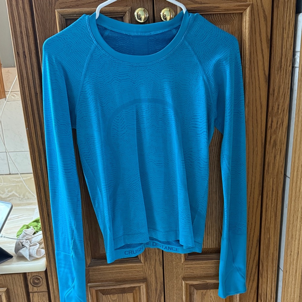 lululemon athletica Long Sleeve Tee in Bright Teal Blue
